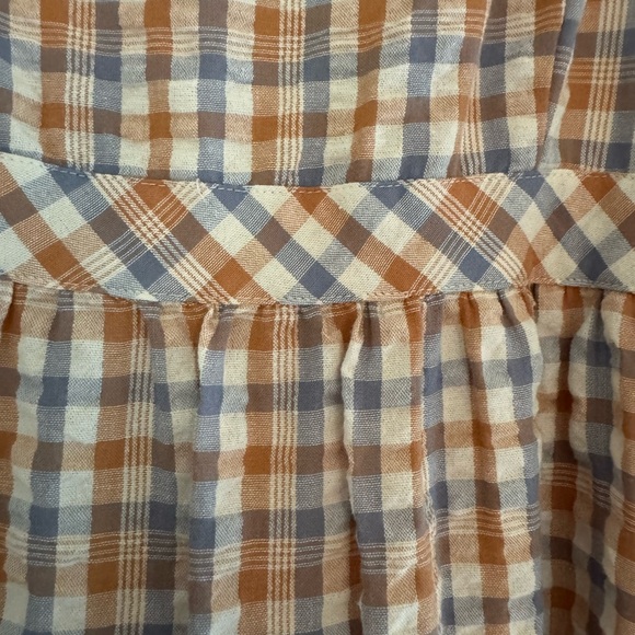 Madewell Checkered Midi Dress in Cream and Tan - Picture 6 of 7